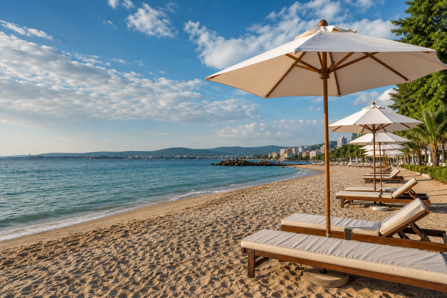 Beach view in Burgas during summer
