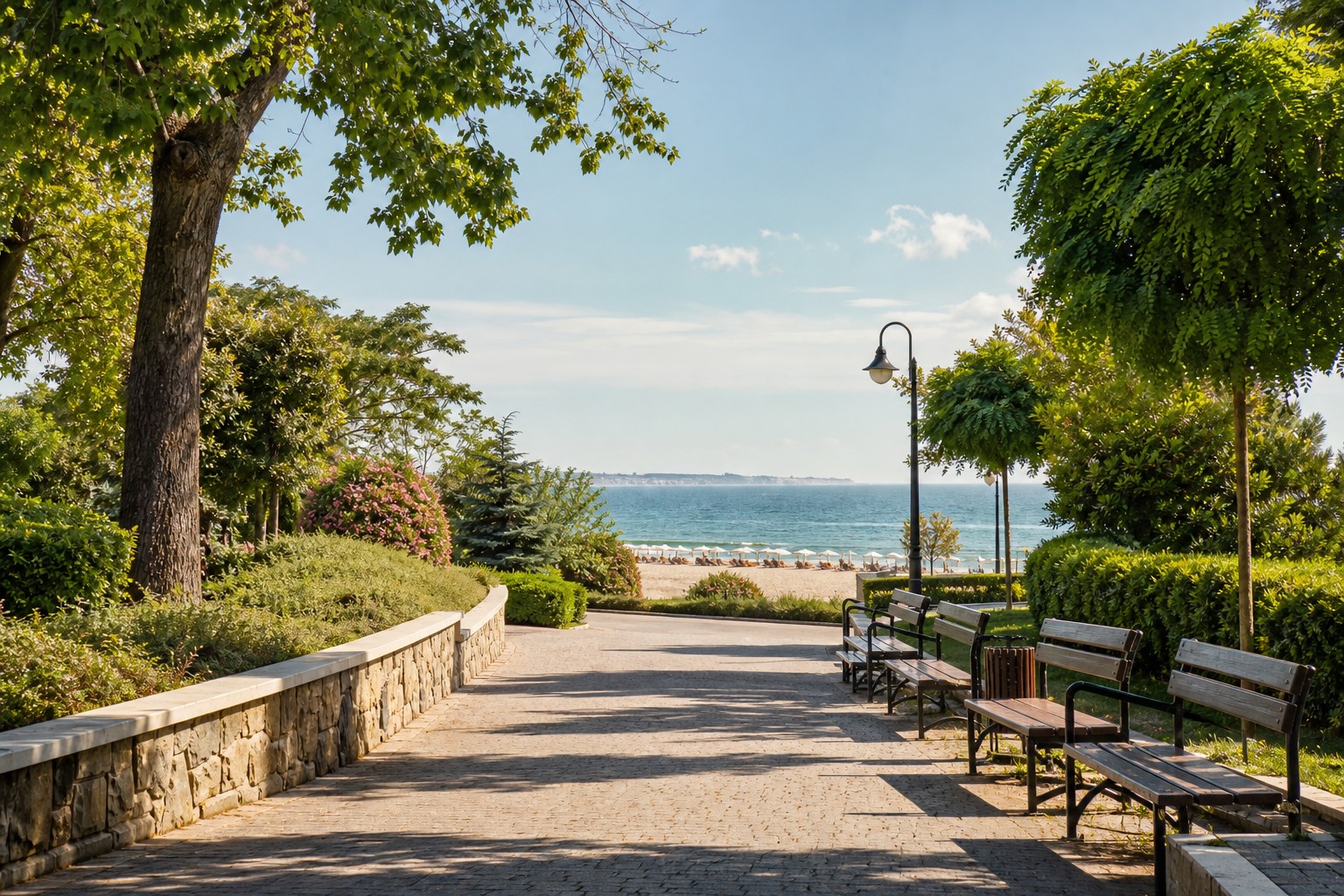 Sea Garden and beach promenade in Burgas